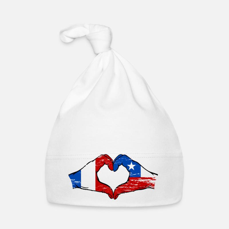 France Drapeau Chili mains forme de coeur utilisé Bonnet bio Bébé