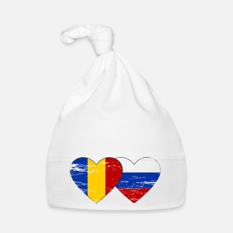 Roumanie Russie Drapeau Coeur Utilisé Bonnet bio Bébé