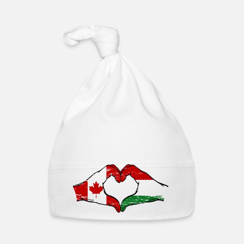 Canada Hongrie Drapeau Mains Coeur Forme Utilisé Bonnet bio Bébé
