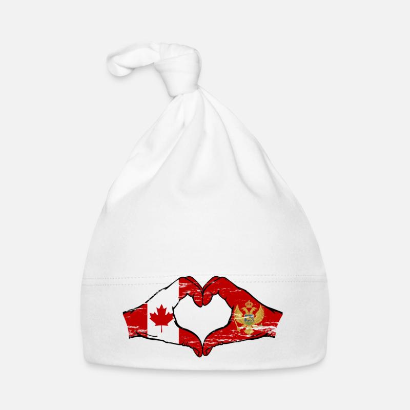 Canada Monténégro drapeau mains coeur utilisé Bonnet bio Bébé