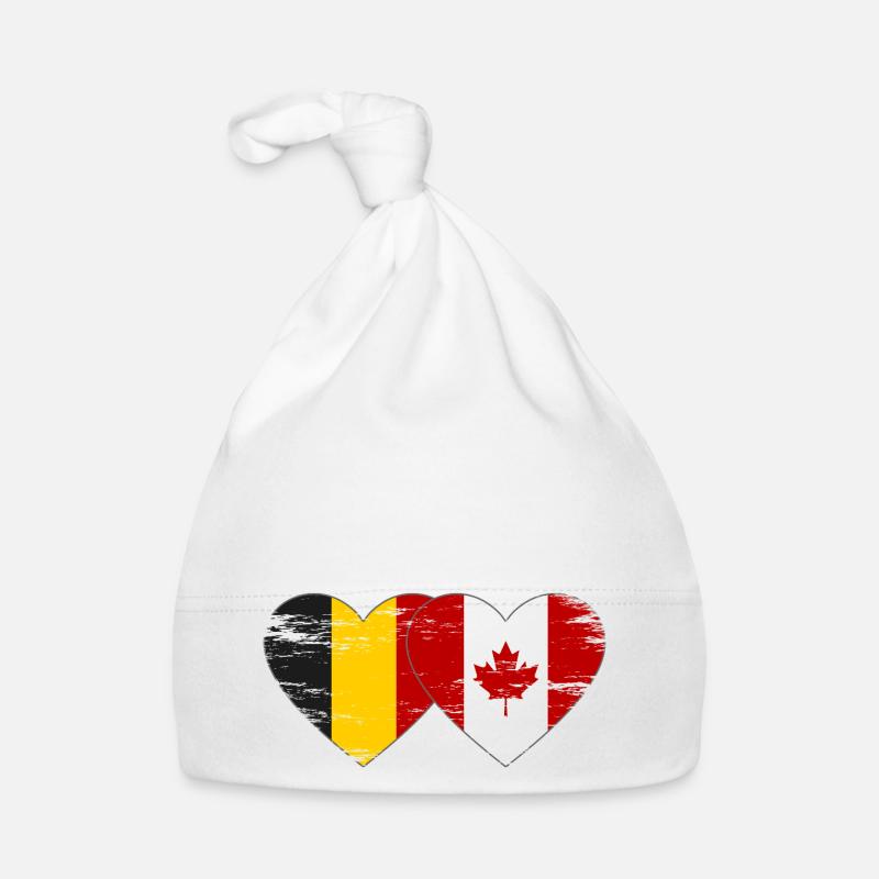 Belgique Canada Drapeau Coeur utilisé Bonnet bio Bébé