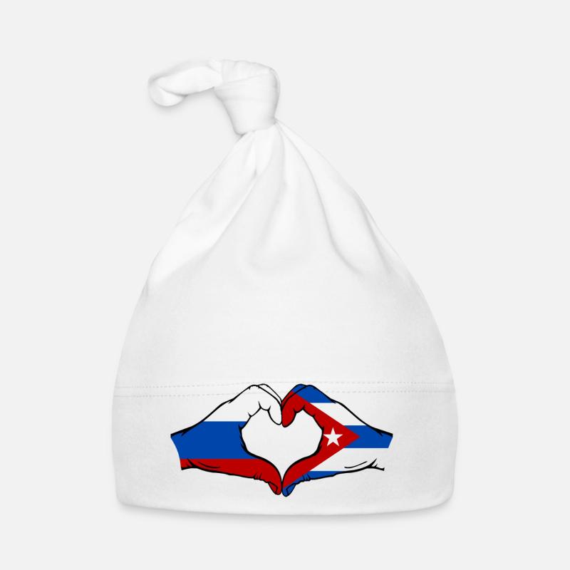 Russie Cuba Drapeau Mains Coeur Forme Bonnet bio Bébé