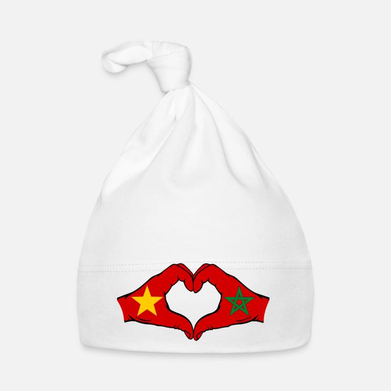 Vietnam Maroc Drapeau Mains Coeur Forme Bonnet bio Bébé