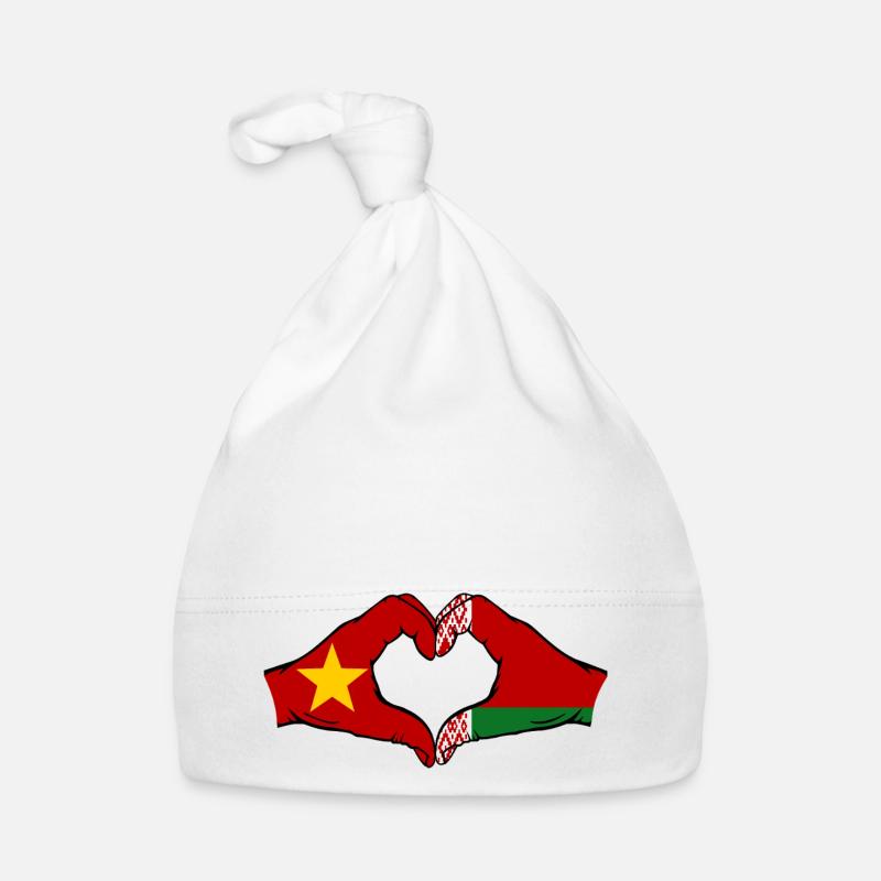 Vietnam Biélorussie drapeau mains forme coeur Bonnet bio Bébé
