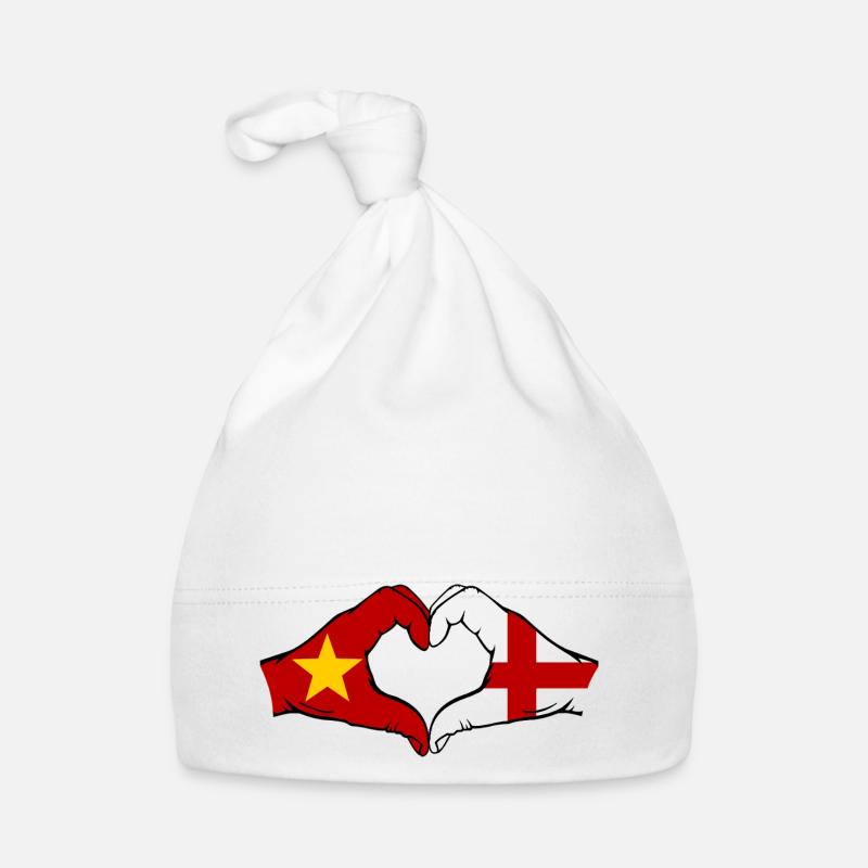 Vietnam Angleterre Drapeau Mains Coeur Forme Bonnet bio Bébé