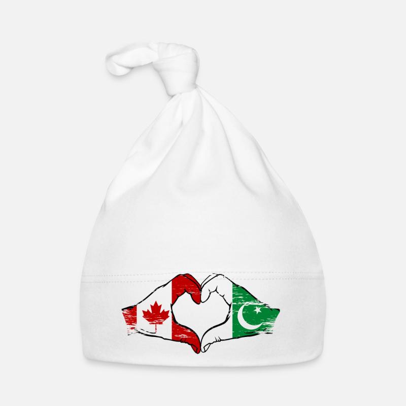 Drapeau du Canada Pakistan mains en forme de coeur utilisé Bonnet bio Bébé