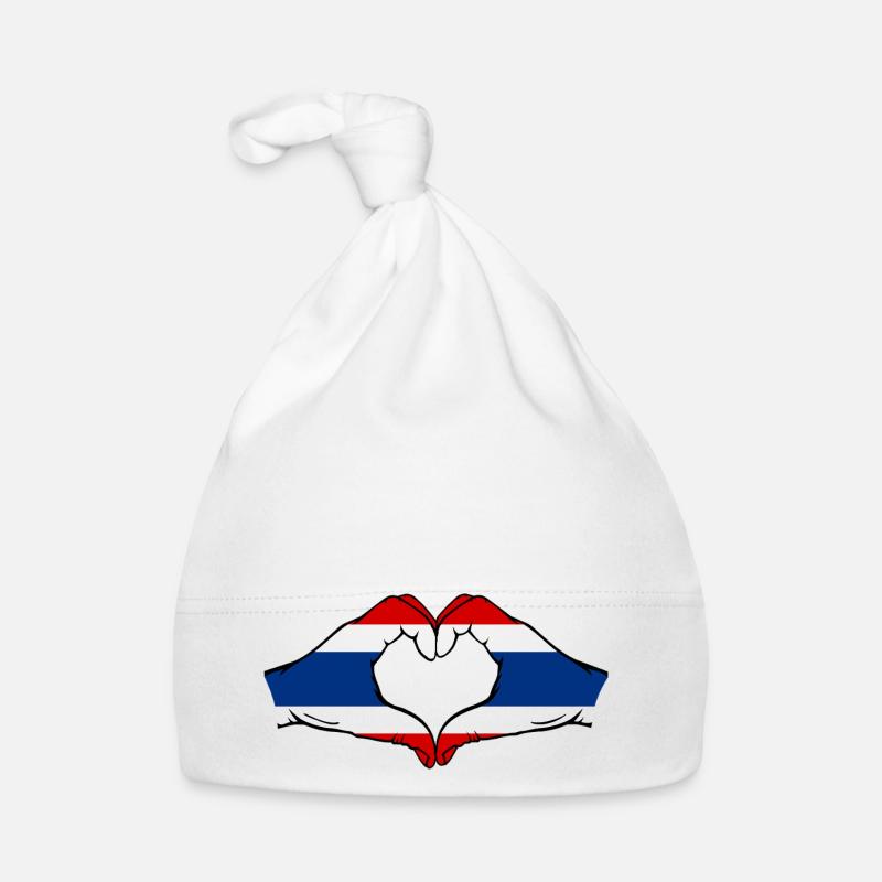 Drapeau de la Thaïlande Mains Forme Coeur Bonnet bio Bébé