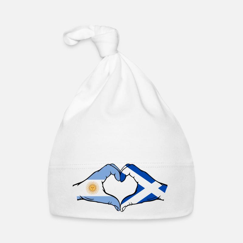 Argentine Ecosse Drapeau Mains Coeur Forme Bonnet bio Bébé
