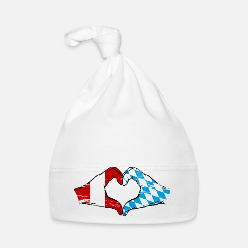 Pérou Bavière drapeau mains forme de coeur utilisé Bonnet bio Bébé