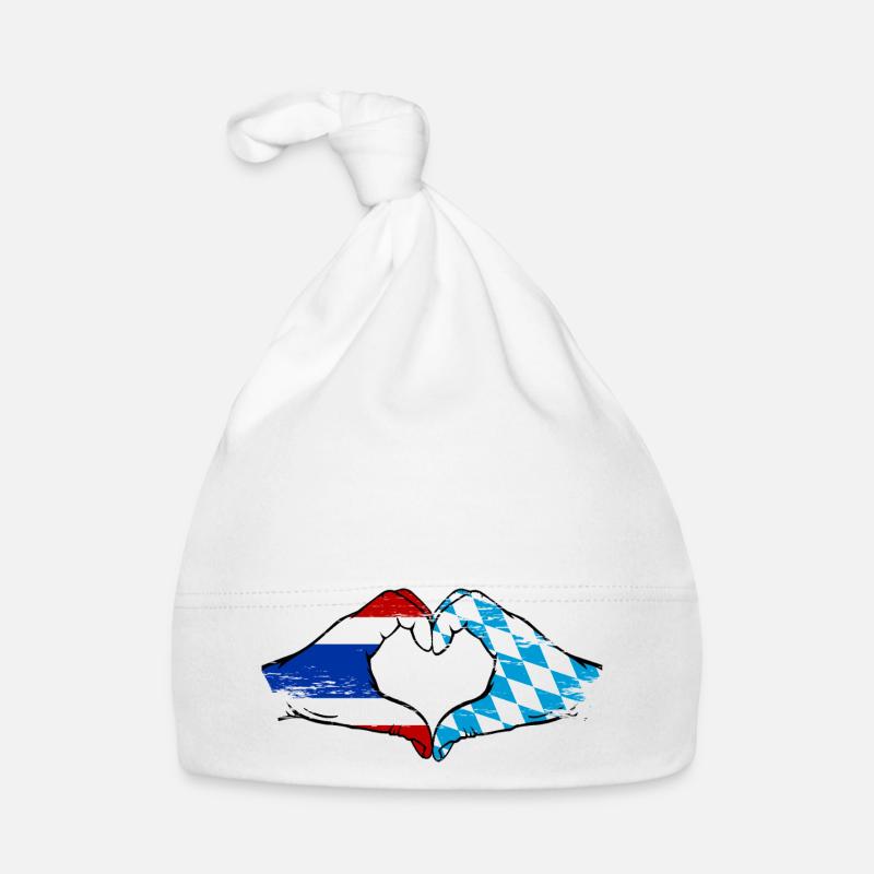 Thaïlande Bavière drapeau mains coeur utilisé Bonnet bio Bébé