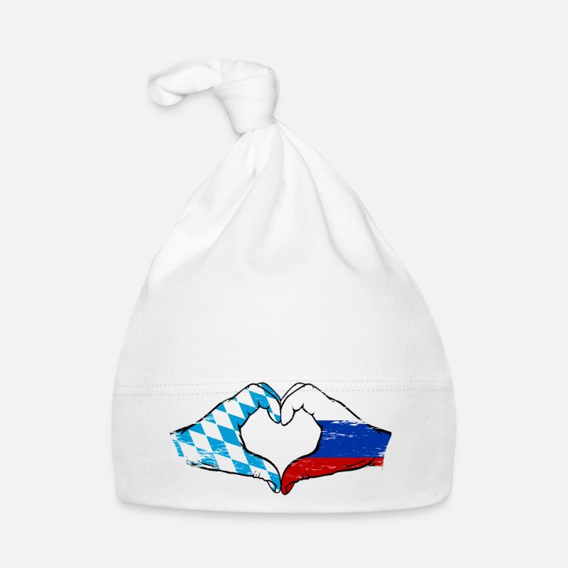 Bavière, Russie, Drapeau, Mains, Forme de coeur Utilisé Bonnet bio Bébé