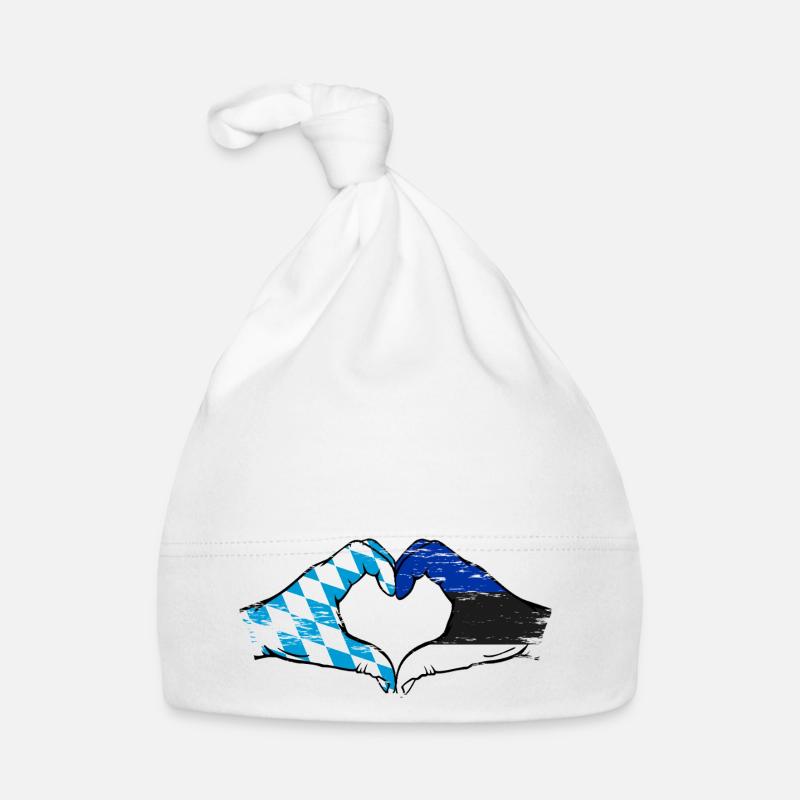 Bavière, Estonie, Drapeau, Mains, Forme de coeur Utilisé Bonnet bio Bébé