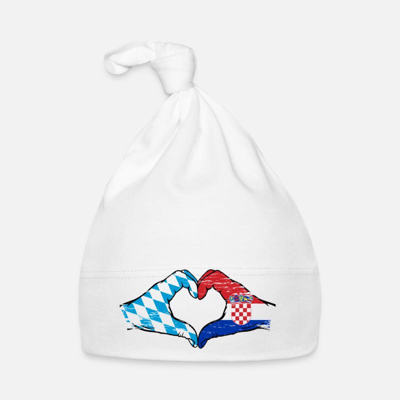 Bavière, Croatie, Drapeau, Mains, Forme de coeur Utilisé Bonnet bio Bébé