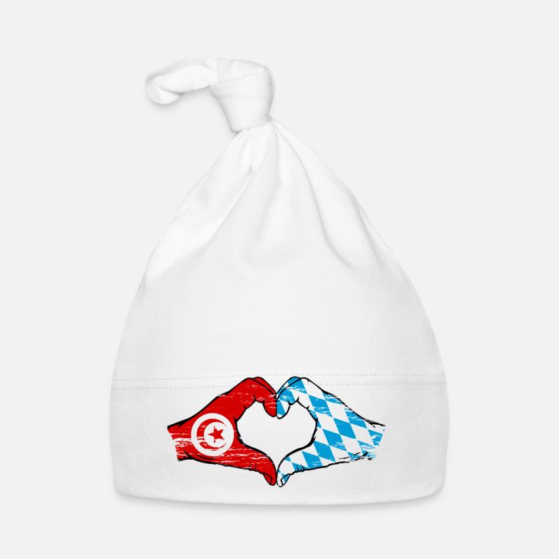 Tunisie Bavière drapeau mains forme coeur utilisé Bonnet bio Bébé