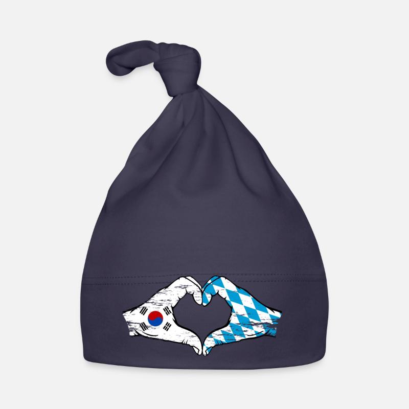 Corée du Sud Bavière Drapeau Mains Coeur Forme Utilisé Bonnet bio Bébé