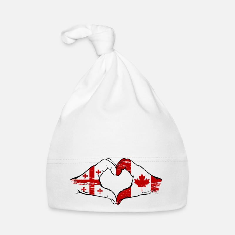 Georgia Canada Flag Hands Heart Shape Used Organic Baby Cap