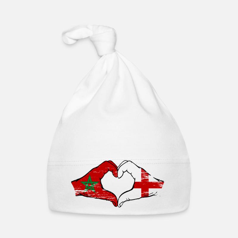 Maroc Angleterre drapeau mains coeur utilisé Bonnet bio Bébé