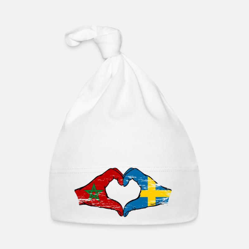 Maroc Suède Drapeau Forme de Main Forme Coeur Utilisé Bonnet bio Bébé
