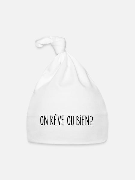 On rêve ou bien - Bonnet bio Bébé - blanc - Devant
