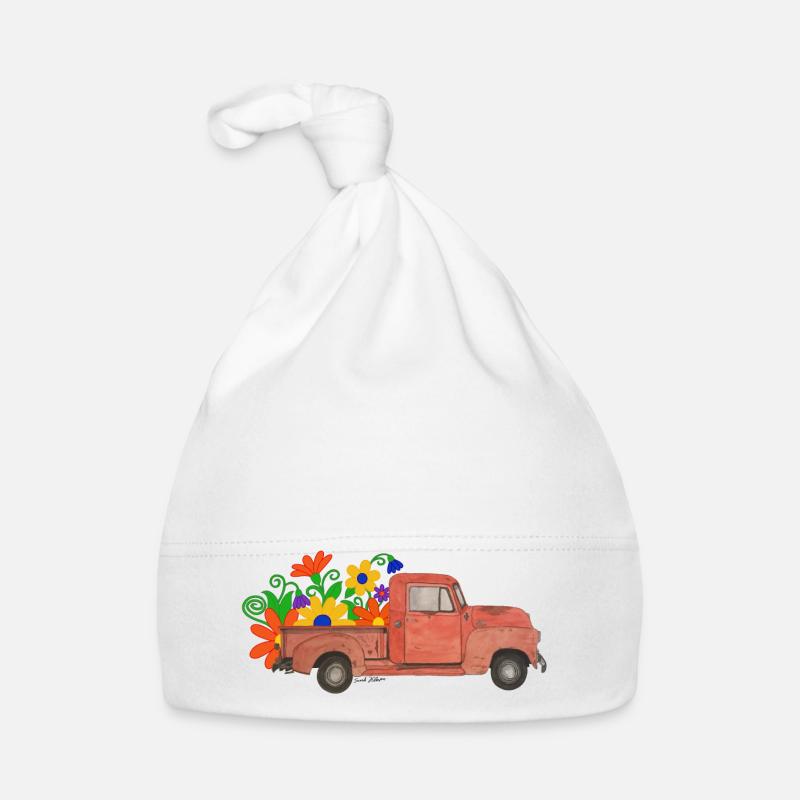 ramassage rouge avec des fleurs colorées Bonnet bio Bébé