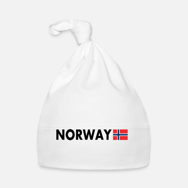 Drapeau de la Norvège - Bonnet bio Bébé - blanc