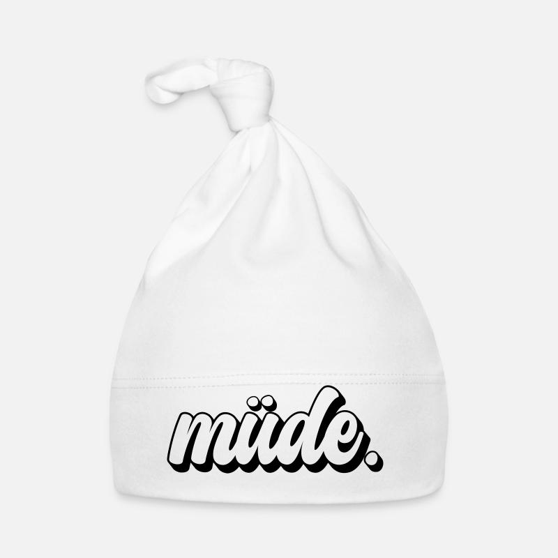 Müde - Baby Bio-Mütze - Weiß