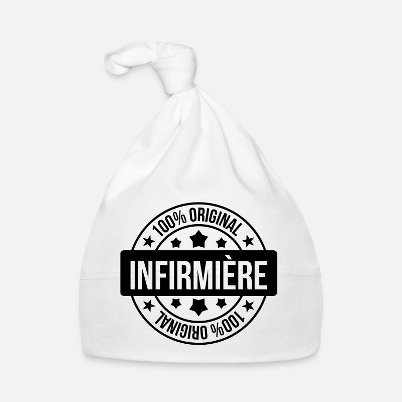 Infirmière / Infirmier / Hôpital / Médecine / - Bonnet bio Bébé - blanc