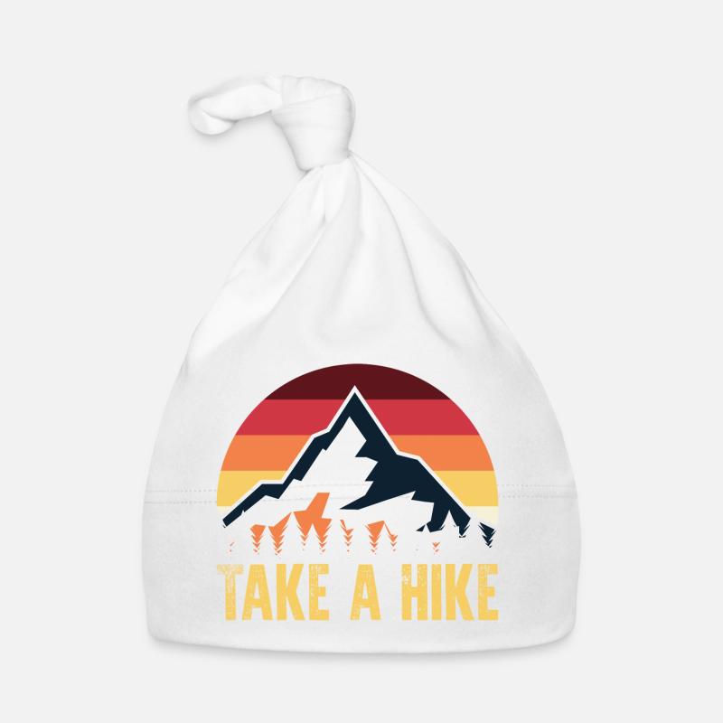 Take a Hike: Retro Mountain Sunset - Organic Baby Cap - white