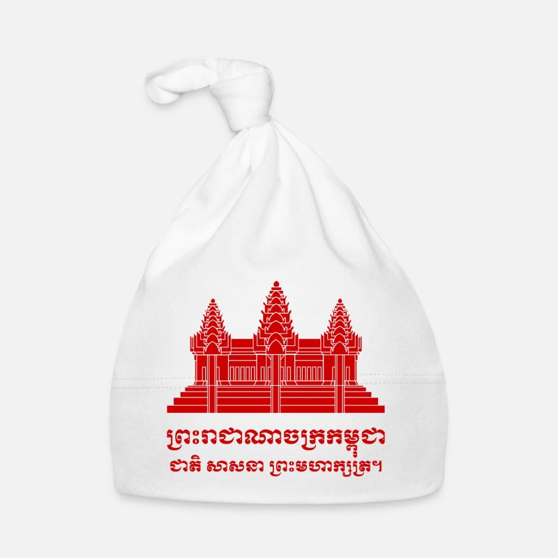 Angkor Wat / Khmer / Drapeau cambodgien avec devise Bonnet bio Bébé