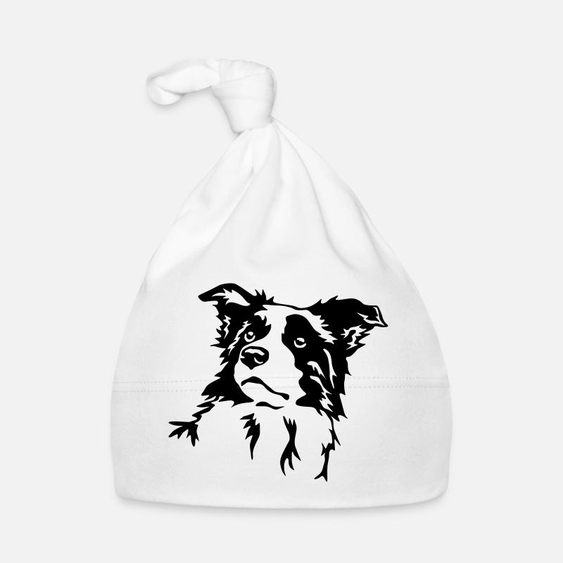 Tête de border collie Bonnet bio Bébé