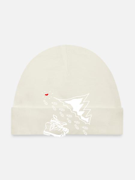 Empreinte de chaussures de montagne de randonnée - Bonnet bio Bébé - blanc - Devant