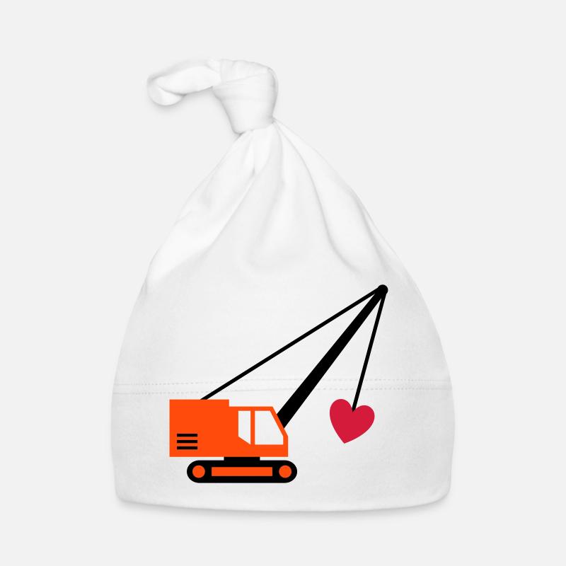 ★ Designfarben änderbar ★ Seilbagger mit Herz Baby Bio-Mütze