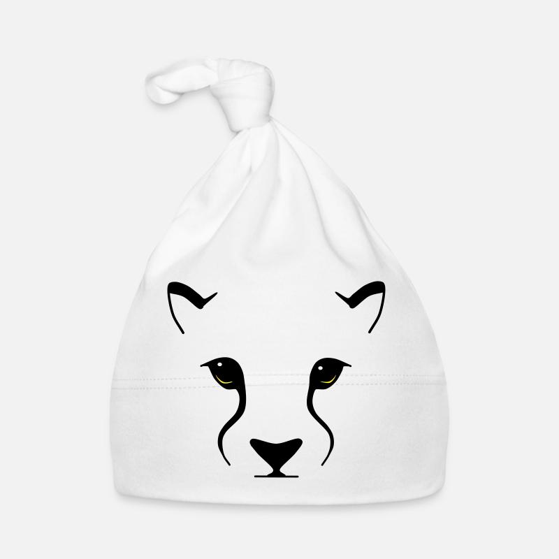 Big cat gaze – elegance with bite - Organic Baby Cap - white