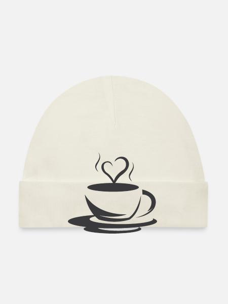 Cafe Coffee Illustration Logo icon Heart Love - Organic Baby Cap - white - Front