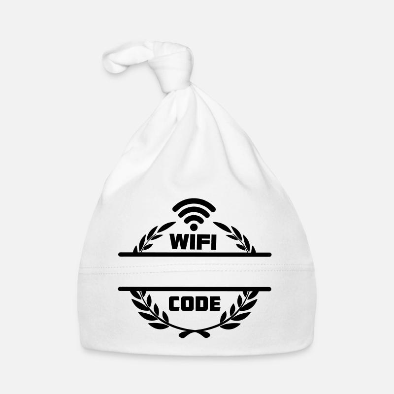 WLAN-Code im Lorbeerkranz mit leerer Textleiste Baby Bio-Mütze