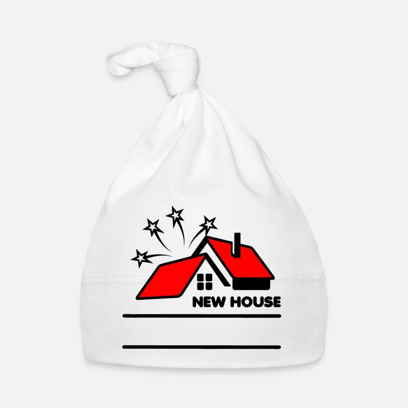 Maison toit rouge neuf avec étoiles Bonnet bio Bébé