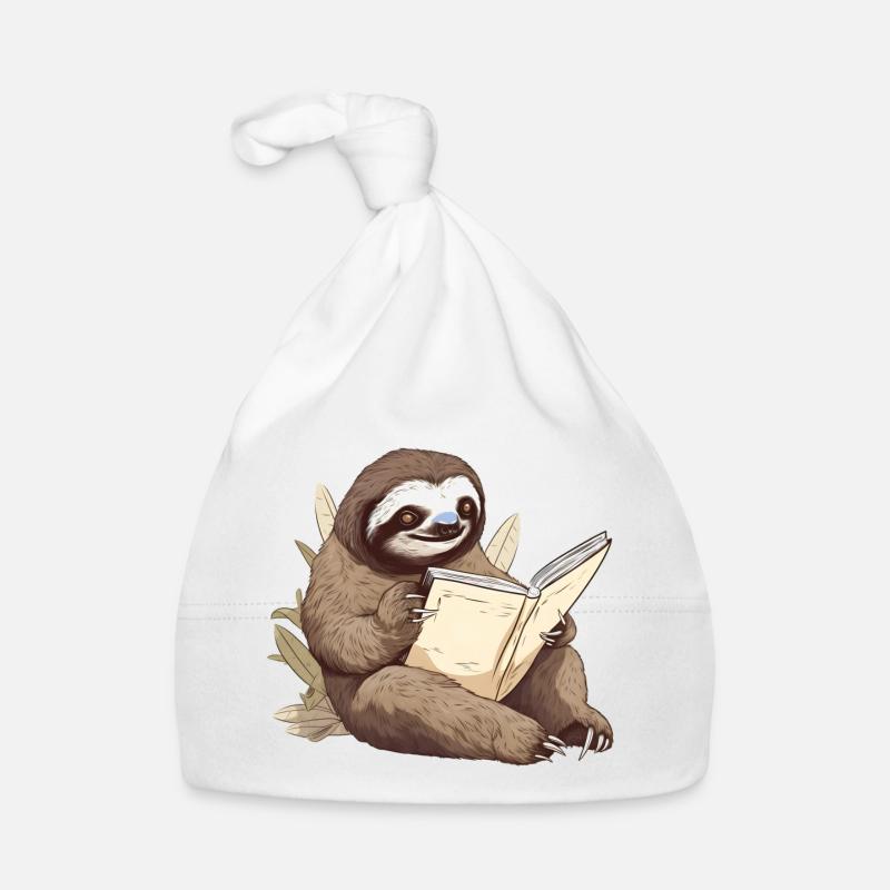 lesendes Faultier liest ein Buch Baby Bio-Mütze