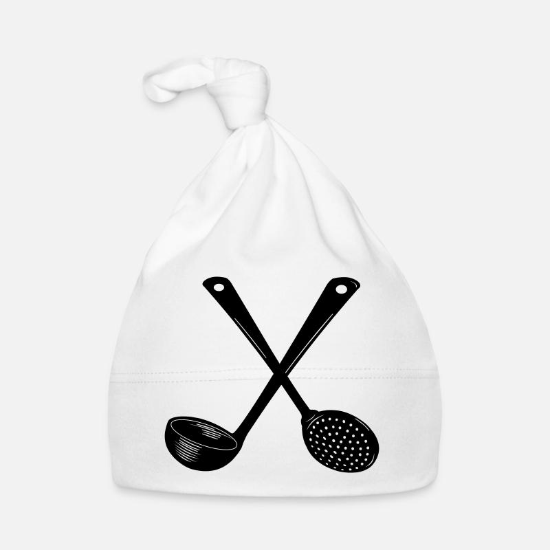 Crossed soup spoon and slotted spoon Organic Baby Cap