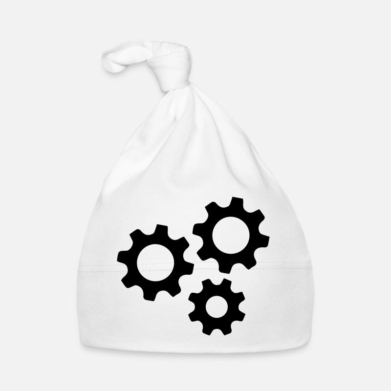 Les machines à roue dentée fonctionnent - Bonnet bio Bébé - blanc