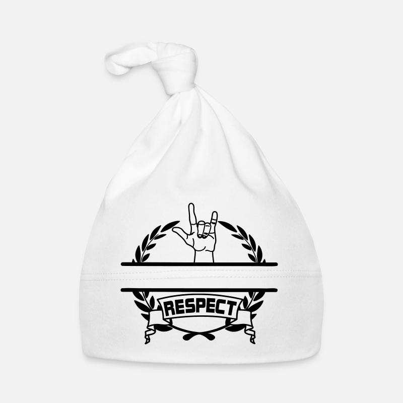 Geste de la main de respect dans la couronne de laurier RESPECT Bonnet bio Bébé