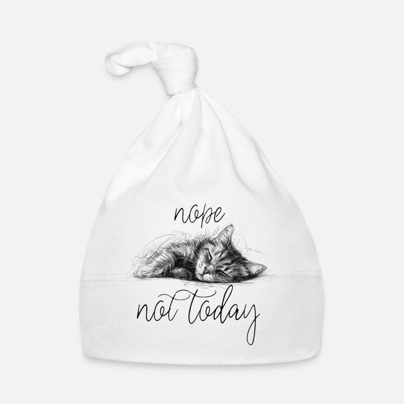 Sleeping kitten sketch style not today Organic Baby Cap