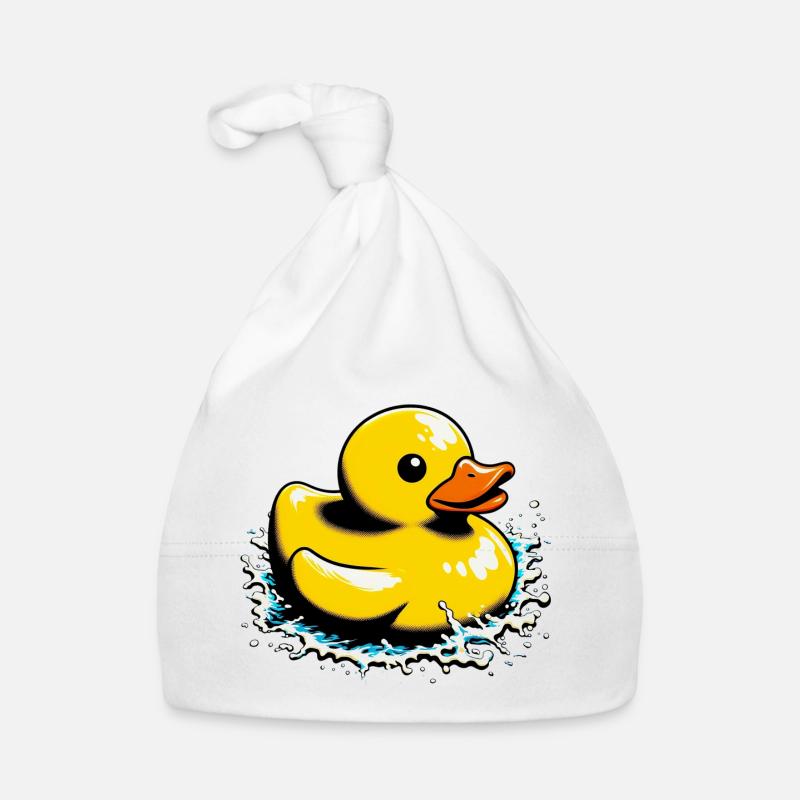 Caneton Canard Canard Canard - Bonnet bio Bébé - blanc