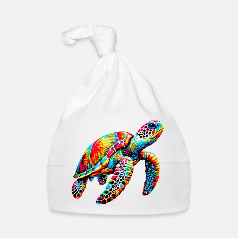 Schildkröte - Baby Bio-Mütze - Weiß
