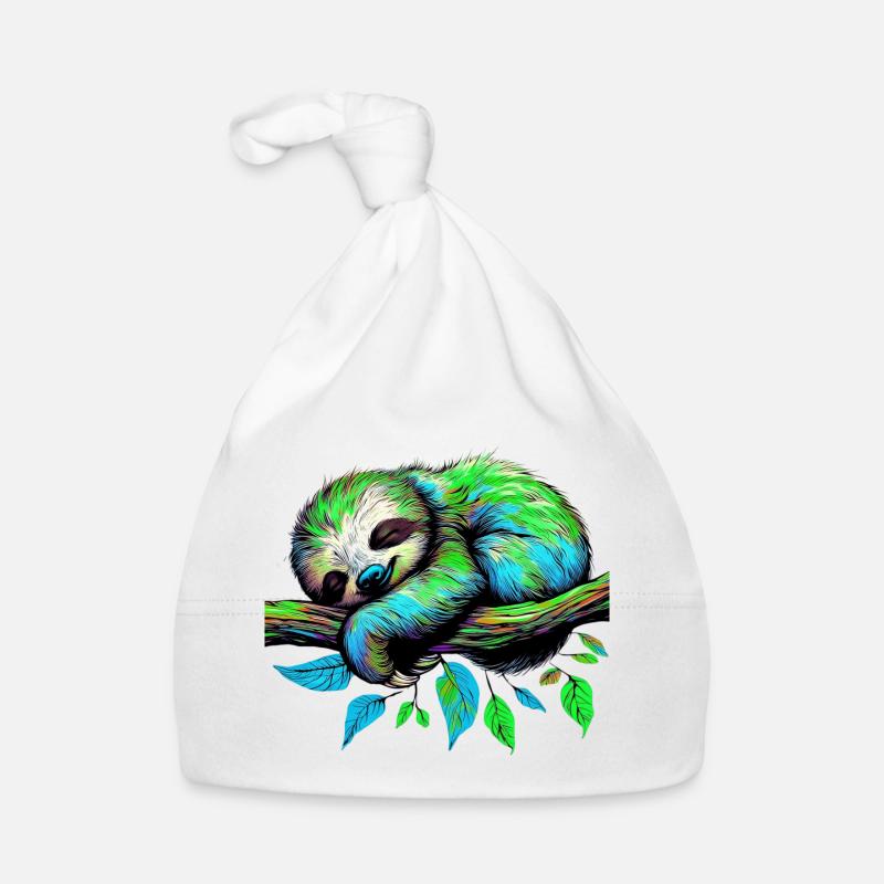 Faultier - Baby Bio-Mütze - Weiß