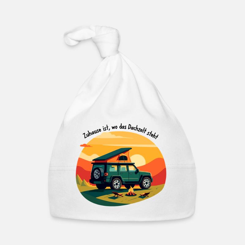 Adventurous camping car at sunset Organic Baby Cap