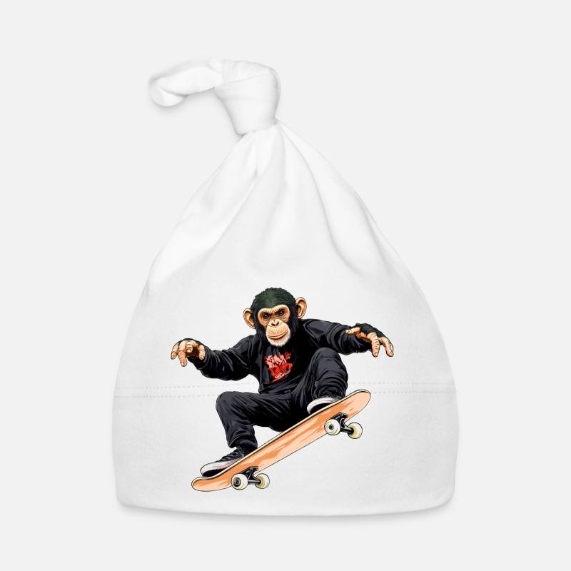 Monkey Skateboard Organic Baby Cap