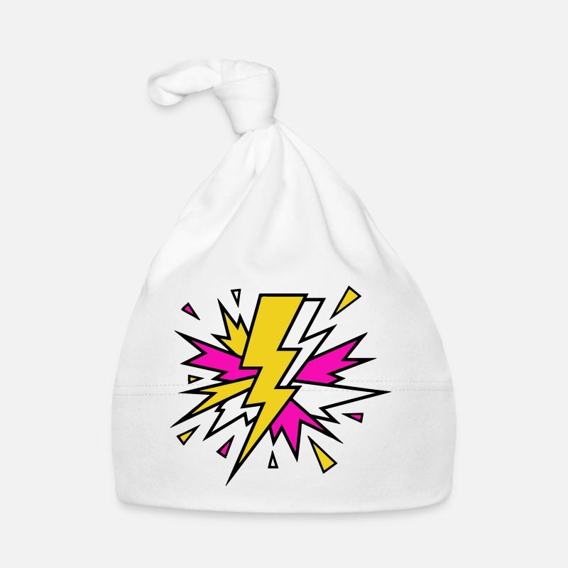 Gelber Strahl Neon-Explosion - Baby Bio-Mütze - Weiß