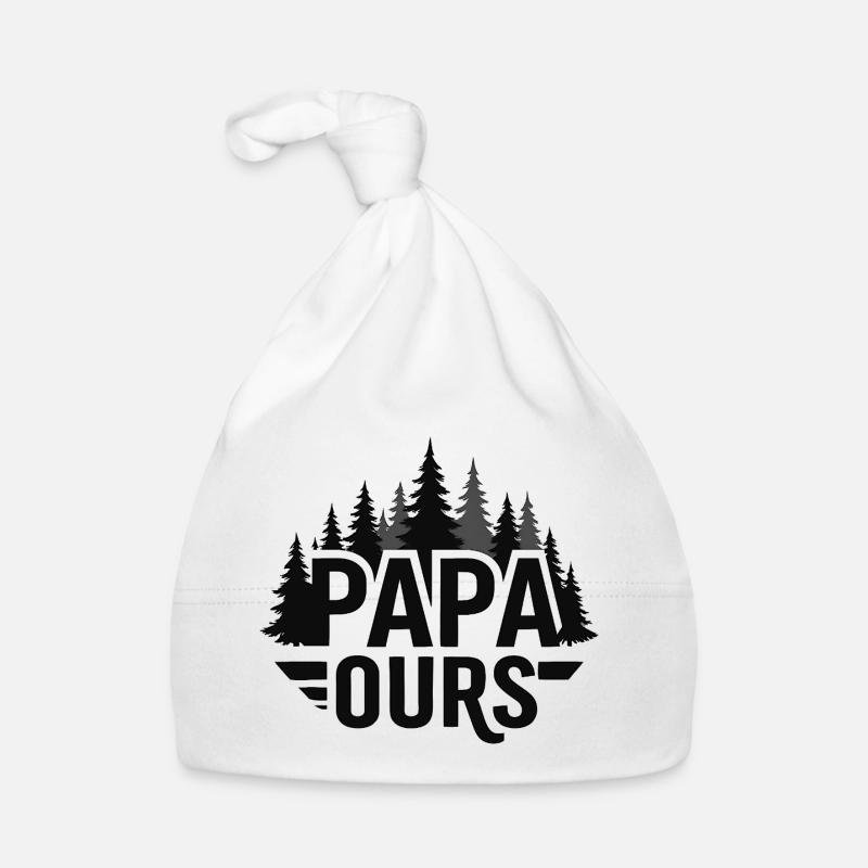 Papa Ourse Foret Silhouette - Baby Bio-Mütze - Weiß