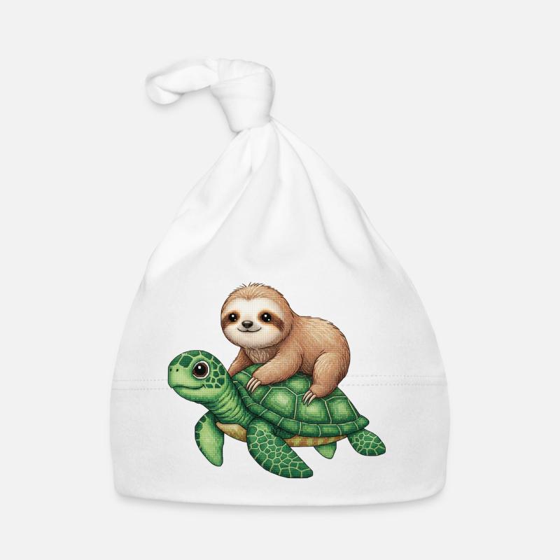 Faultier auf Schildkröte Baby Bio-Mütze