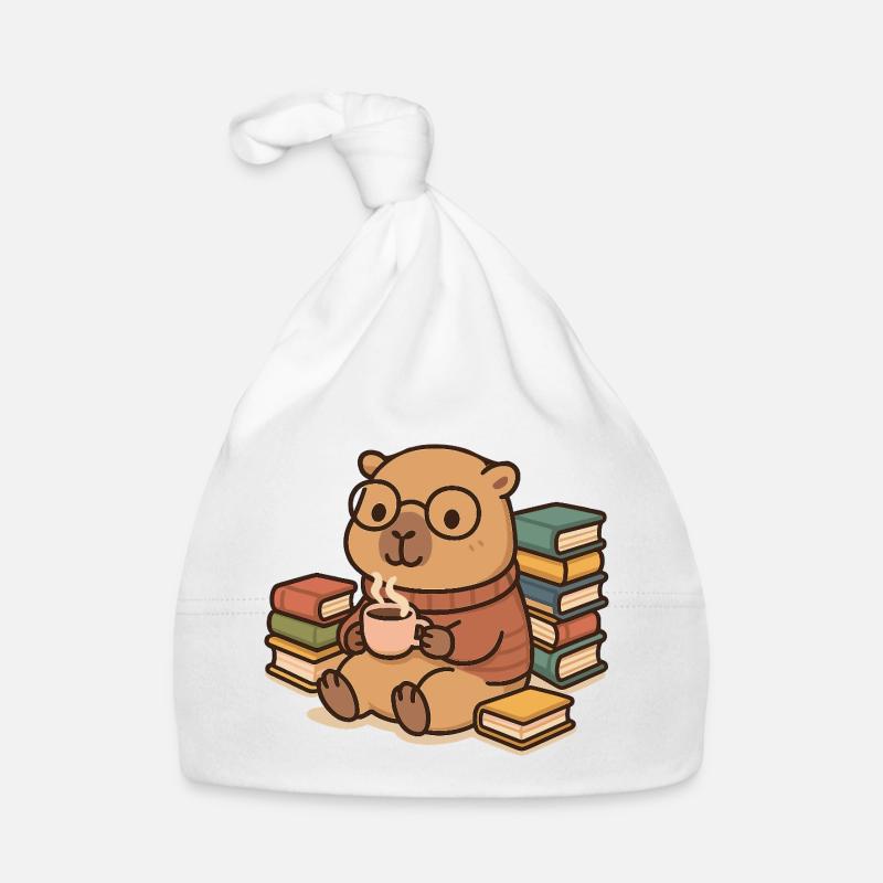 Capybara Bookworm – Books & Coffee ☕📚 Organic Baby Cap